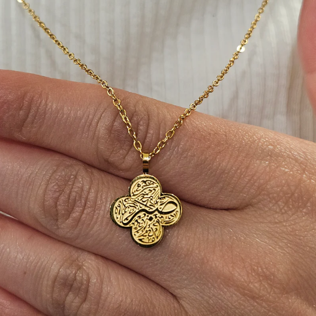 Tawakkul &amp; Sabr Clover Pendant Necklace – 18K Gold Plated Islamic Jewelry Eid Gift For Her