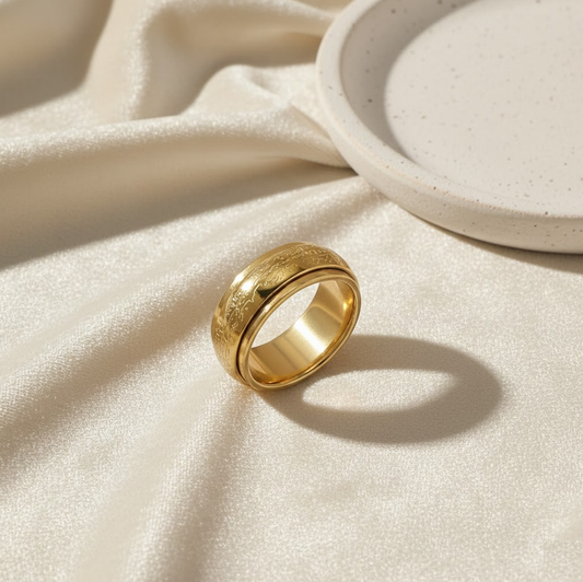 Ayatul Kursi Spinner Ring – 18K Gold Plated Islamic Anxiety Relief Ring